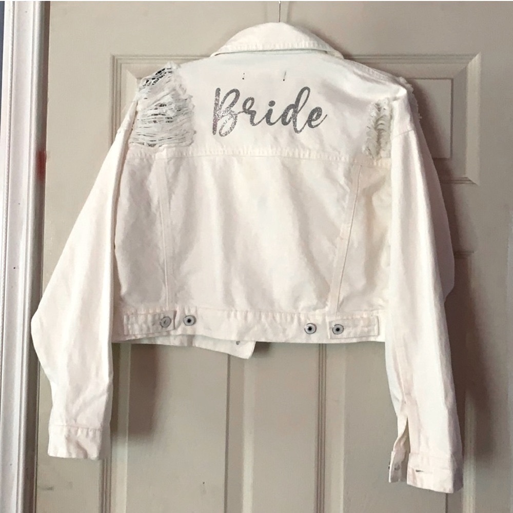 Bride Cropped White Denim Jacket